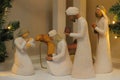 Virgin Mary, baby Jesus and three wise men figurines Royalty Free Stock Photo