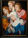 The Virgin Mary in blue and saint John shown weeping