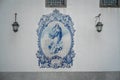 Virgin Mary in portuguese azulejo tiles on the wall of the former Church and Monastery of Carmo - Guimaraes, Portugal Royalty Free Stock Photo
