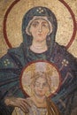 Virgin Mary with child - ancient Byzantine mosaic in the Hagia Sophia Church Royalty Free Stock Photo