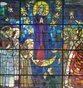Virgin Mary with Croatian saints and blesseds, stained glass window in the church of the Saint Joseph the Worker in Royalty Free Stock Photo
