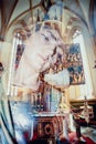 Virgin Mary ghostly image reflection in church