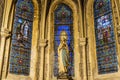 Virgin Mary Lourdes Statue Stained Glass Notre Dame Nice France Royalty Free Stock Photo