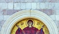 Virgin Mary - mosaic icon in Orthodox Christian church in Budva, Montenegro. Royalty Free Stock Photo