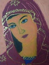 Virgin Mary. Painting on glass in acrylic colors Royalty Free Stock Photo