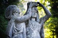 Virgin Mary Queen of Heaven is blessed among women. Very ancient stone statue Royalty Free Stock Photo