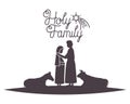 Virgin mary and saint joseph with animals silhouettes Royalty Free Stock Photo
