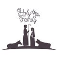 Virgin mary and saint joseph with animals silhouettes Royalty Free Stock Photo