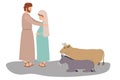 Virgin mary and saint joseph with animals Royalty Free Stock Photo