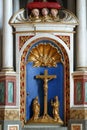 Virgin Mary and St. John under the cross, main altar in the church of the Holy Trinity in Kraljevec na Sutli, Croatia Royalty Free Stock Photo