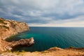 Virgin nature. Seascape or Mountain landscape. Freedom. Cloudy sky. Calming ocean water. Stunning panoramic view. Royalty Free Stock Photo
