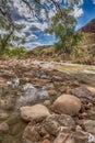 Virgin River, rocks and trees Zion National Park Royalty Free Stock Photo