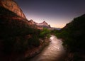 Virgin River at Sunset in Zion National Park Royalty Free Stock Photo