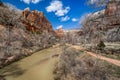 Virgin river valley in Zion National Park, Utah Royalty Free Stock Photo