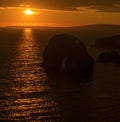 Virgin rock sunset on the coastline of ballybunion Royalty Free Stock Photo