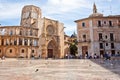 Virgin square and the Valencia cathedral in Valencia, Spain. Royalty Free Stock Photo