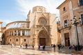 Virgin square and the Valencia cathedral in Valencia, Spain. Royalty Free Stock Photo