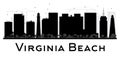 Virginia Beach City skyline black and white silhouette.