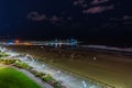 Virginia Beach Fishing Pier and Boardwalk, Virginia Beach at night, Virginia Royalty Free Stock Photo