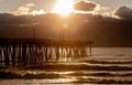 View of sunrise from Virginia Beach Fishing Pier , Virginia Beach, VA Royalty Free Stock Photo