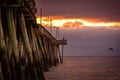 View of Virginia Beach Fishing Pier before sunrise , Virginia Beach, VA Royalty Free Stock Photo
