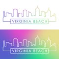 Virginia Beach skyline. Colorful linear style.