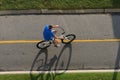 Biker on bike path at boardwalk at Virginia Beach, VA