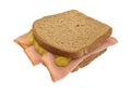 Virginia ham sandwich on wheat bread with mustard Royalty Free Stock Photo