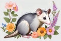 Virginia Opossum animal cartoon baby