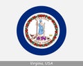 Virginia Round Circle Flag. VA USA State Circular Button Banner Icon. Virginia United States of America State Flag