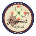 Virginia state with dogwood flower. Vector illustration decorative design