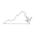 Virginia, state of USA - solid black outline map of country area. Simple flat vector illustration Royalty Free Stock Photo