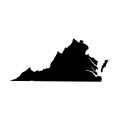 Virginia, state of USA - solid black silhouette map of country area. Simple flat vector illustration Royalty Free Stock Photo