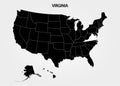 Virginia. States of America territory on gray background. Separate state. Vector illustration