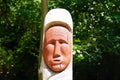 Virginia, U.S - July 1, 2020 - Close up of one of the Jamestown Settlement Totem poles at Powhatan Indian village Royalty Free Stock Photo