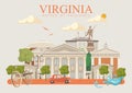 Virginia vector american poster. Vintage greetings card