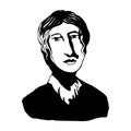 Virginia Woolf.Vector portrait of Virginia Woolf Royalty Free Stock Photo