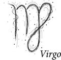 Virgo astrology sign, hand drawn horoscope