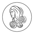 Virgo black line icon. Zodiac sign. Astrology and horoscope. Predictions and human character. Element earth. Ruler Mercury. UI UX