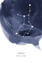 Virgo constellation astrology watercolor illustration