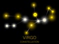 Virgo constellation. Bright yellow stars in the night sky. A cluster of stars in deep space, the universe. Vector illustration Royalty Free Stock Photo