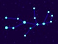 Virgo constellation in pixel art style. 8-bit stars in the night sky in retro video game style. Cluster of stars and galaxies. Royalty Free Stock Photo