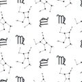 Virgo constellation seamless vector pattern.