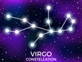 Virgo constellation. Starry night sky. Zodiac sign. Cluster of stars and galaxies. Deep space. Vector Royalty Free Stock Photo