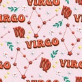 Virgo Cute 3D illustration Zodiac signs seamless pattern , Zodiac icons astrological pattern Horoscope symbols Royalty Free Stock Photo