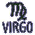 Virgo star sign zodiac symbol clip art. Mystic esoteric astrological sign. Magic horoscope illustration doodle in flat Royalty Free Stock Photo