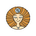 Virgo Woman Circle logo. Sketch for your design Royalty Free Stock Photo