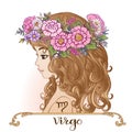 Virgo. A young beautiful girl In the form of one of the signs of