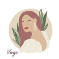Virgo zodiac as fashionable woman. Female astrological horoscope sign illustration