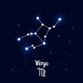 Virgo Zodiac constellation, astrological sign of the horoscope.Blue and white bright design, illustration vector Royalty Free Stock Photo